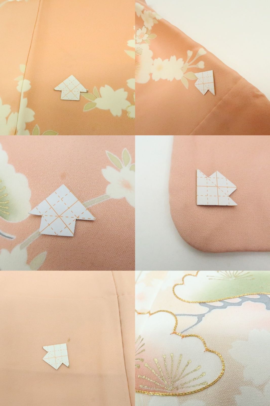 ゆめsaku 美品 正絹 金駒刺繡 牡丹 紫陽花 桜 手縫い 訪問着 P-47 百華❀Y4919◇正絹 金駒刺繡 松 桜 梅 橘 手縫い仕立て 訪問着 着物