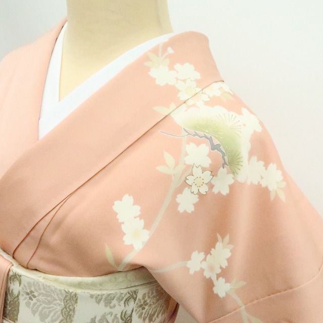 百華❀Y4919◇正絹 金駒刺繡 松 桜 梅 橘 手縫い仕立て 訪問着 着物