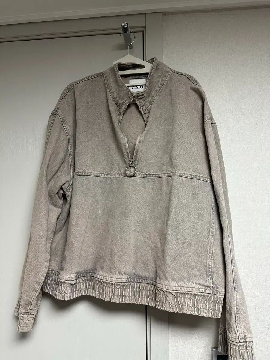 ザラ デニム クロップド ジャケット グレー