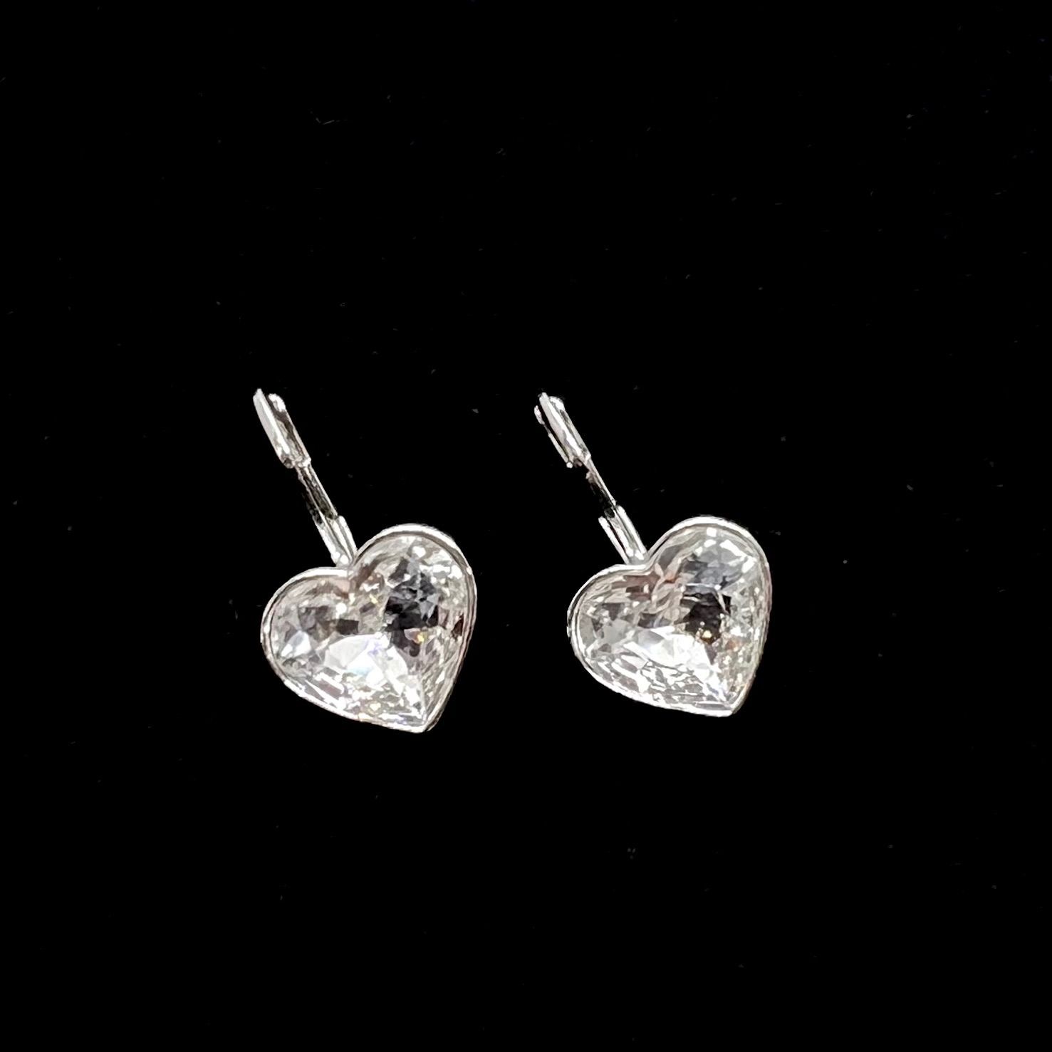 美品★ SWAROVSKI スワロフスキー ピアス BELLA HEART ドロップピアス ハート クリスタル ロジウムコーティング