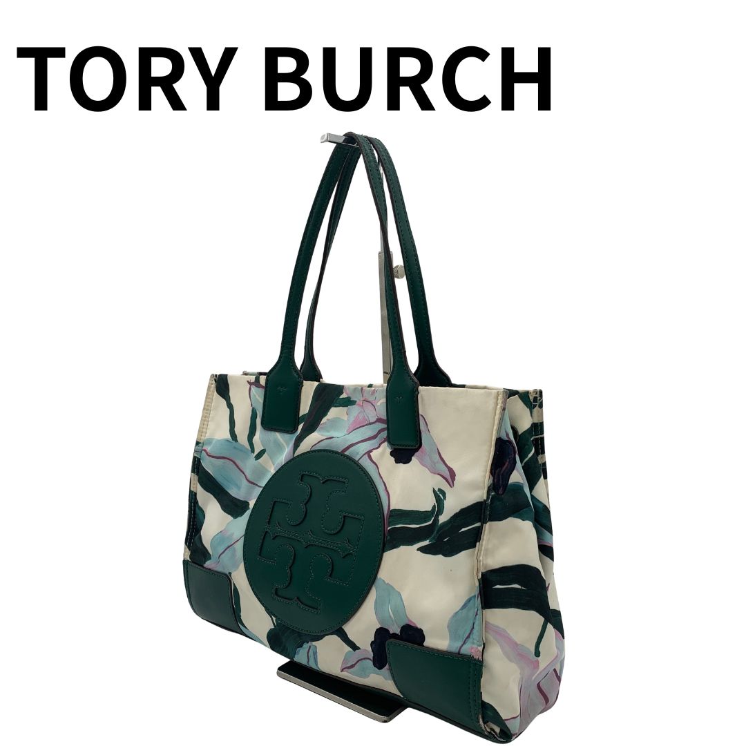 TORY BURCH トリーバーチ エラ トートバッグ 花柄 ナイロン ボタニカル A4収納可 グリーン