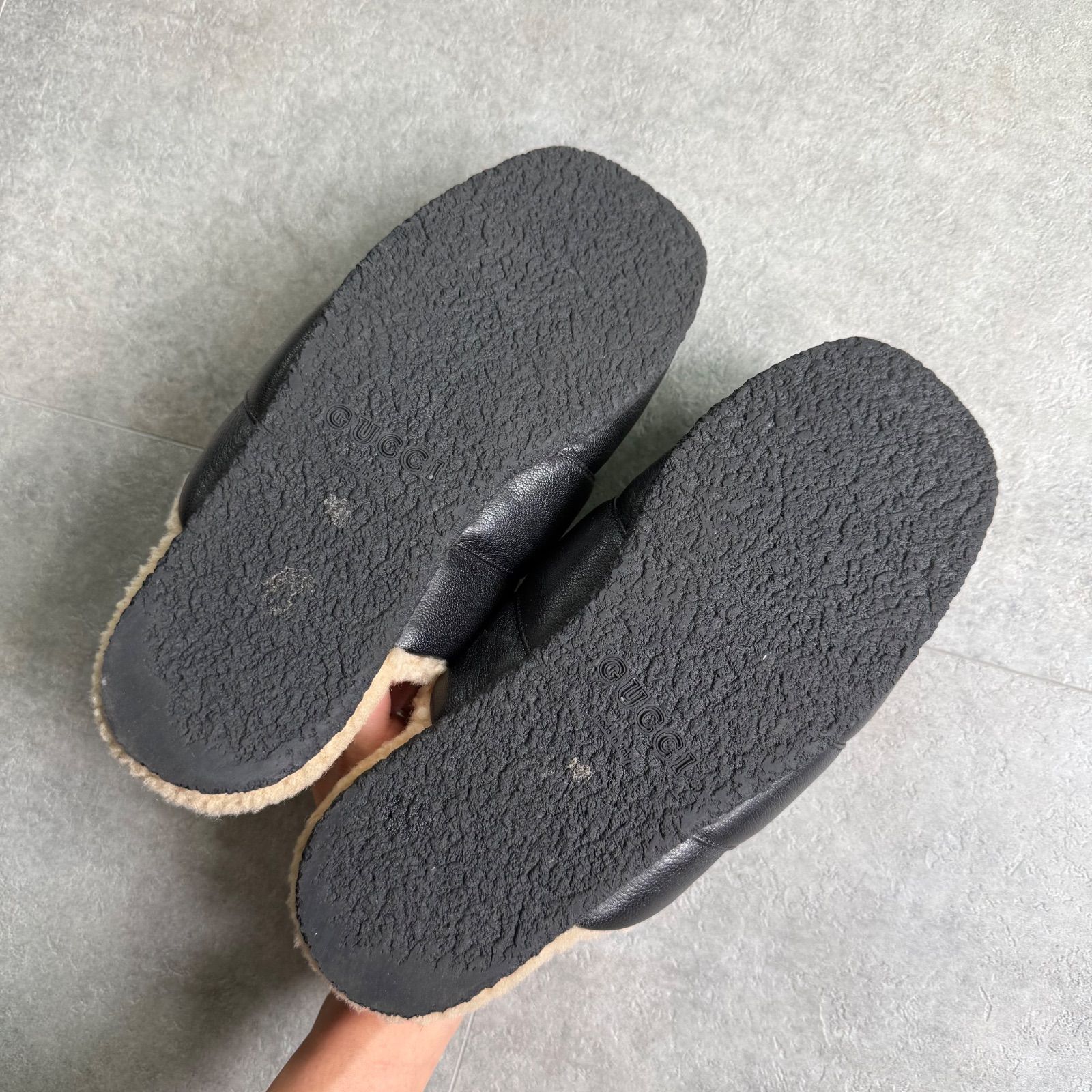 GUCCI グッチ ホースビット レザー ミュール ブラック ゴールド金具 37 