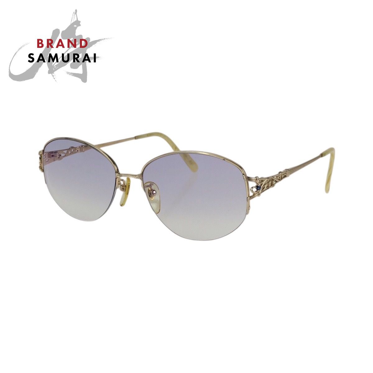 美品 FENDI フェンディ ダイヤモンド サファイア ゴールド メタル FE-9485 57□16-140 メガネ レディース 601596【中古】