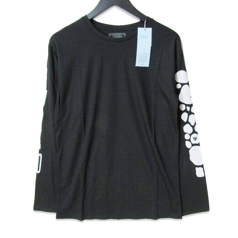 未使用 PaperSky ペーパースカイ Merino Multi LS T-shirt PS231317 長袖Tシャツ メリノマルチ グラフィックプリント Black L 27113532