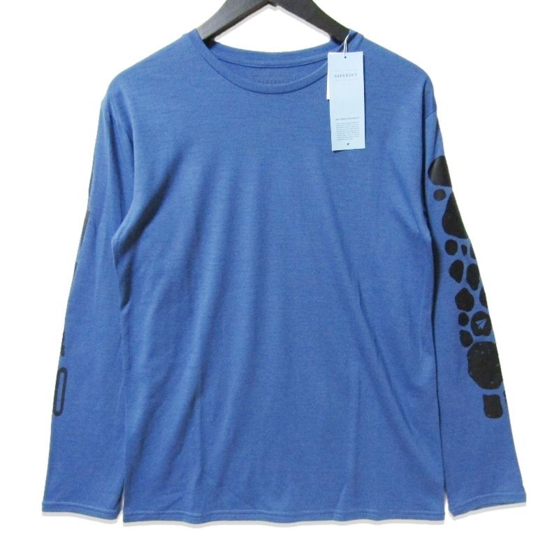 未使用 PaperSky ペーパースカイ Merino Multi LS T-shirt PS231317 長袖Tシャツ メリノマルチ グラフィックプリント Blue L 27113530