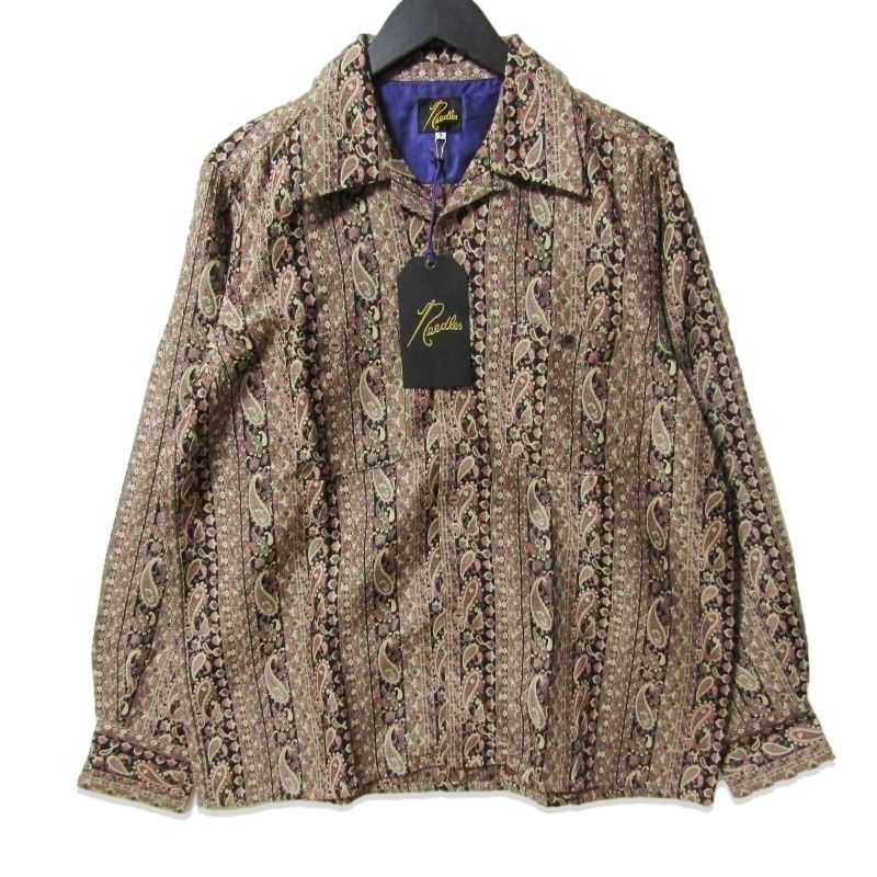 未使用 NEEDLES ニードルズ クラシックシャツ NS215 Classic Shirt R/PE/W 日本製 長袖シャツ Paisley Stripe Jq. S 27113571