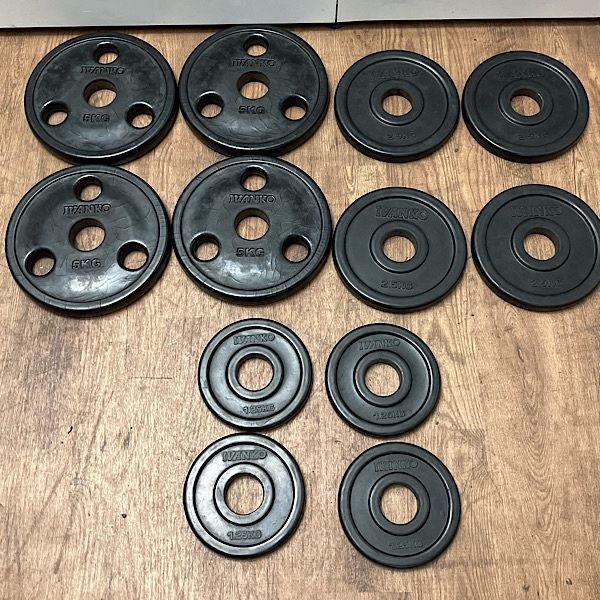 【中古】IVANKO/イヴァンコ社製 5kg以下 12枚セット オリンピックラバーイージーグリッププレート ROEZH-RUBKO 50ｍｍ ●132807