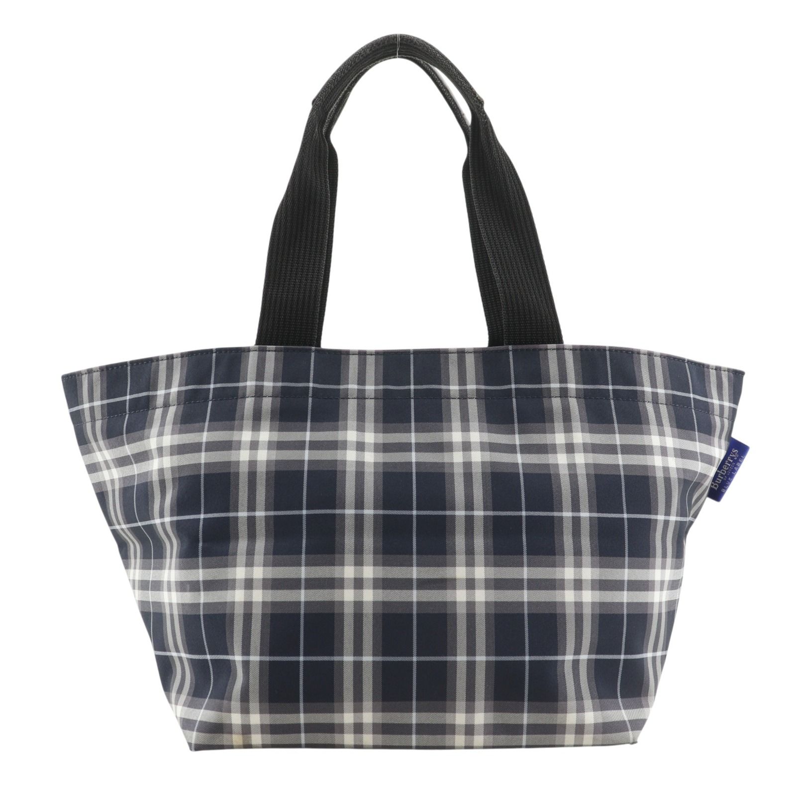 【BURBERRY BLUE LABEL】バーバリーブルーレーベル 舟形 ノバチェック ナイロン 紺 ユニセックス トートバッグ