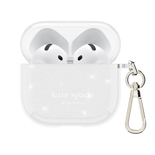 ケイト・スペード ニューヨーク AirPods 4 保護ケース キーチェーンリング付き - That Sparkle Silver AirPods第4世代に対応