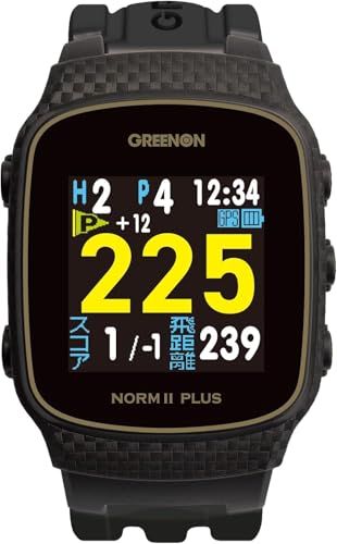 GreenOn(グリーンオン)ザ・ゴルフウォッチ ノルム? プラス ※みちびきL1S対応 カラー液晶 THE GOLF WATCH NORM ? Plus/ノルム GN301 グリーンアンジュレーション表示 (旧モデル(NORM II PLUS), ブラックt