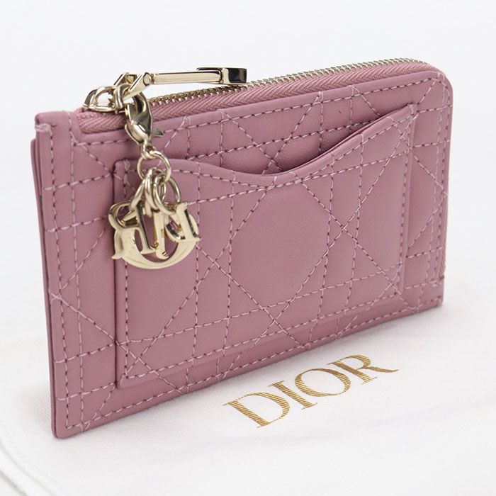 DIOR ディオール コスモスジップカードホルダー レディディオール コインケース ラムスキン【中古】 レディース