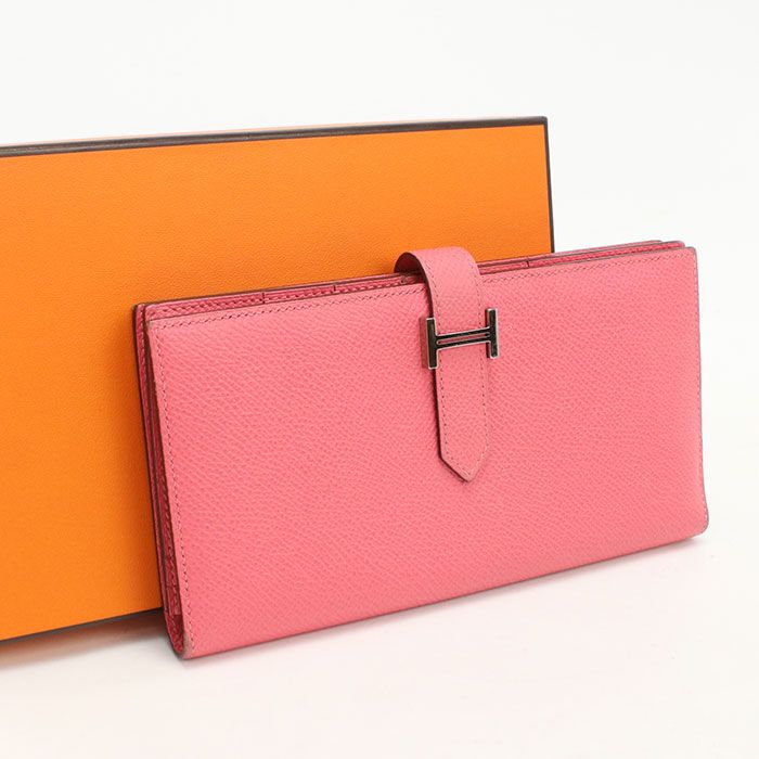 HERMES エルメス ベアンスフレ 長財布二折 エプソン ローズアザレ A刻印刻印【中古】 レディース