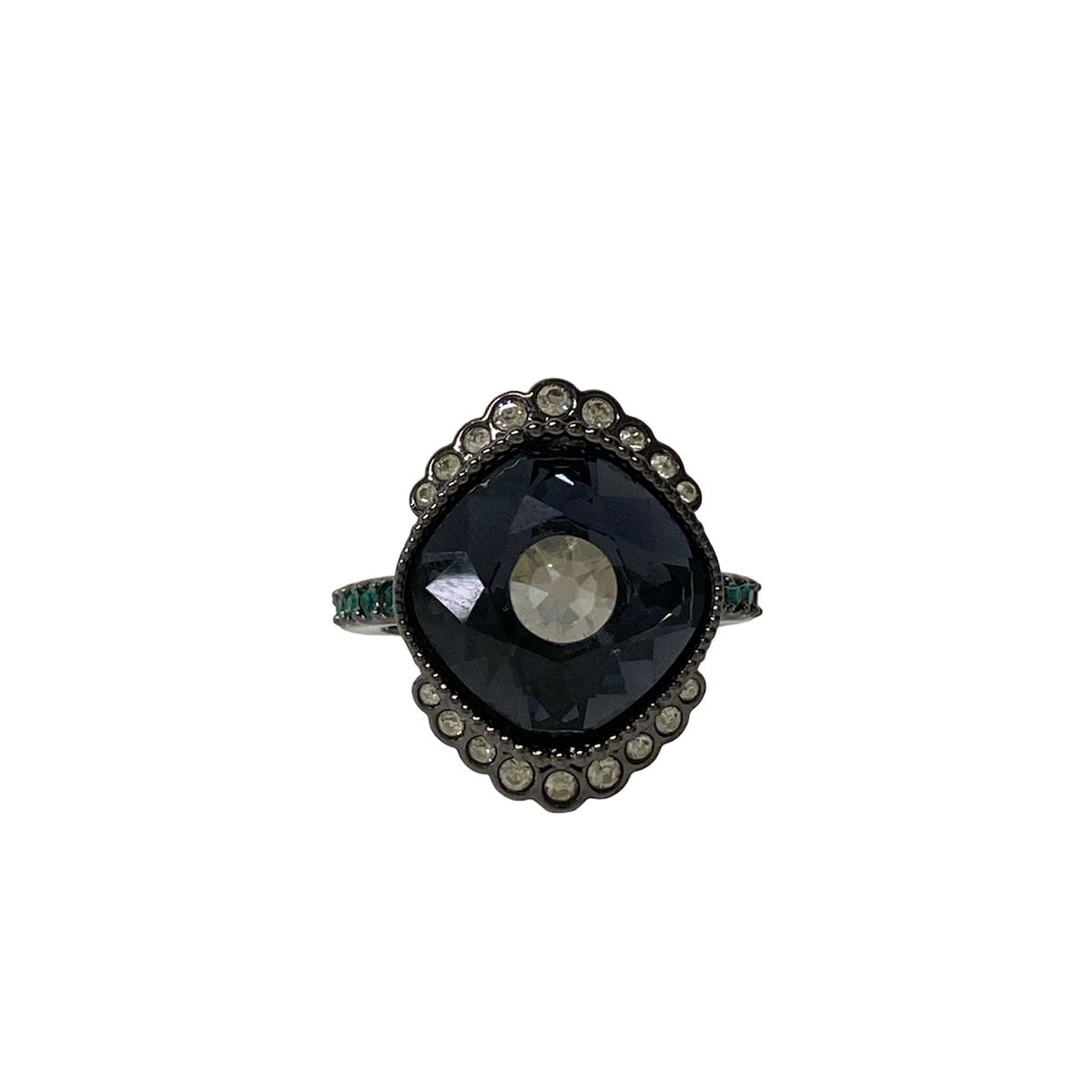 SWAROVSKI(スワロフスキー) リング 52美品 - シルバー×黒×グリーン