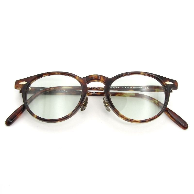 未使用 NOCHINO OPTICAL ノチノオプティカル サングラス TSUKIYOMI ＃3 日本製 ツキヨミ 調光 ボストン 鯖江産 RICH AMBER 54000849