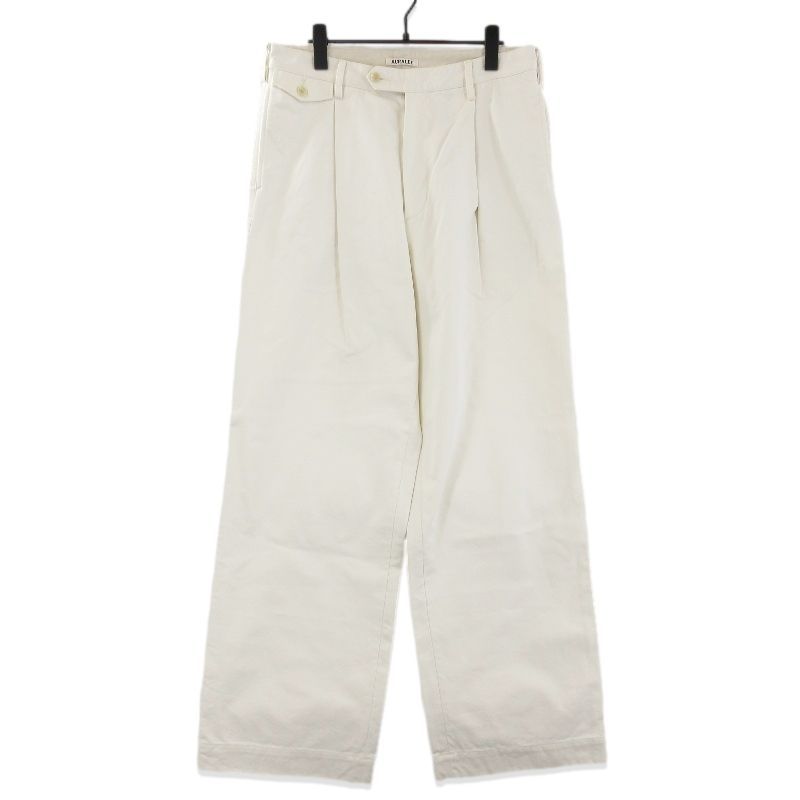 美品 AURALEE オーラリー WASHED FINX CHINO ONE TUCK PANTS A25SP02FC 25SS コットンチノトラウザー チノパン アイボリー 4 71015622