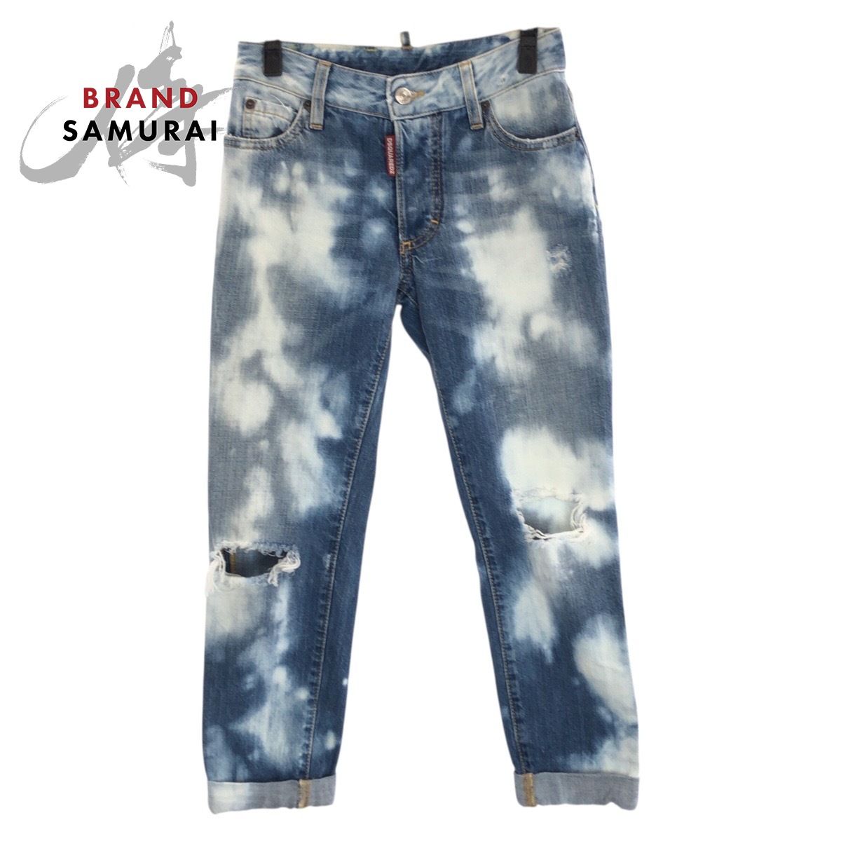 美品 DSQUARED2 ディースクエアード サイズ34 デニム ブルー イエロー コットン デニムパンツ ジーンズ レディース 602095【中古】