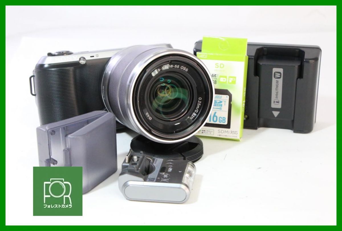 【動作保証・点検済】良品■到着後即使える■SONY αNEX-C3/E 18-55mm OSS■バッテリー・チャージャー・ストロボ・16GB SDカード付き■5288
