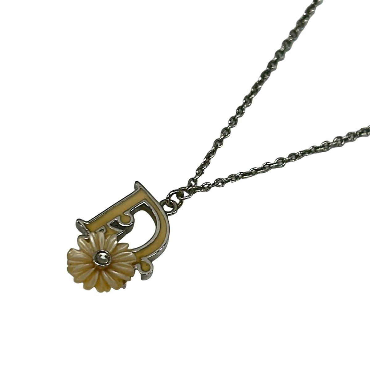 DIOR/ChristianDior(ディオール/クリスチャンディオール) ネックレス美品 - シルバー×アイボリー×クリア Diorロゴ/フラワー(花)