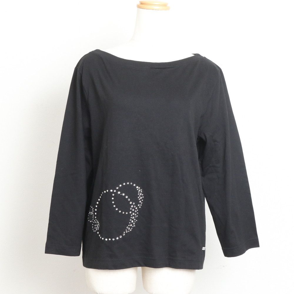 極美品 サルヴァトーレフェラガモ タグ付 ラインストーン 長袖 Tシャツ ブラック 黒 M トップス 洋服 レディース EBM DZ16-7【中古】