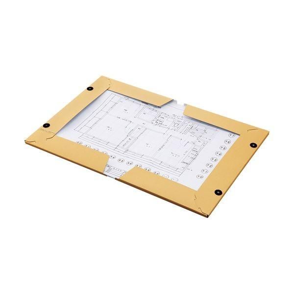 (まとめ) TANOSEE 図面ファイル（クラフトタイプ） A3 2つ折 背幅28mm 1セット（5冊） 〔×5セット〕