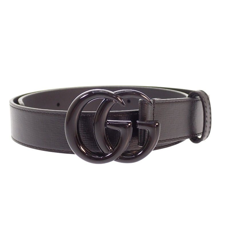 グッチ GUCCI GGマーモント スリム モノクローム 75 414516_18YXV_1000 ベルト レザー ブラック メンズ【中古】【Aランク】