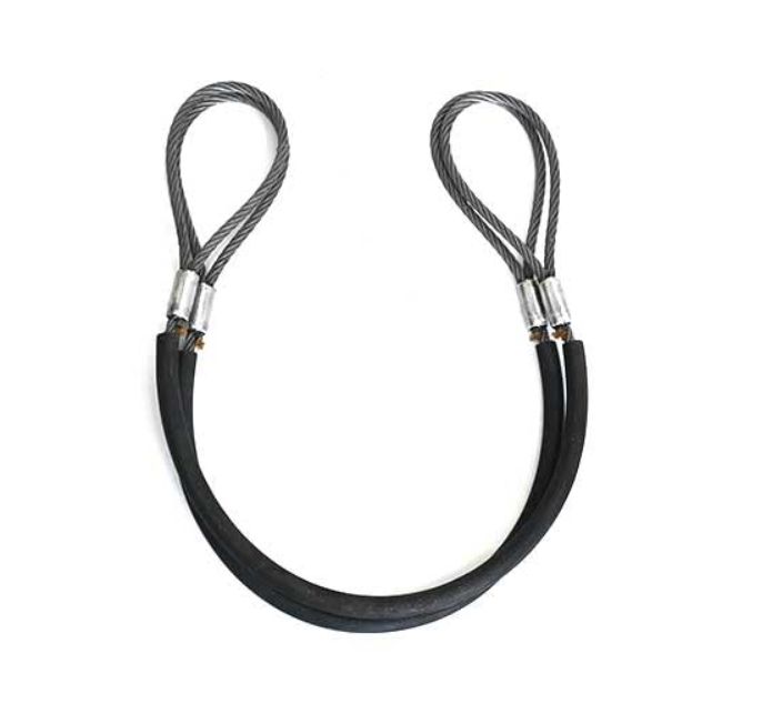 玉掛策 JIS 2本セット ホース入 10mm×2.5m ロック加工(カシメ) 吊りワイヤー 台付けワイヤー