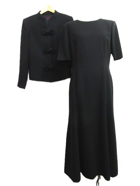 YUKI TORII 鳥居ユキブラックフォーマル セットアップ ワンピース ジャケット セレモニー 冠婚葬祭 上品 黒 11号 Lサイズ リボン レディース E785L