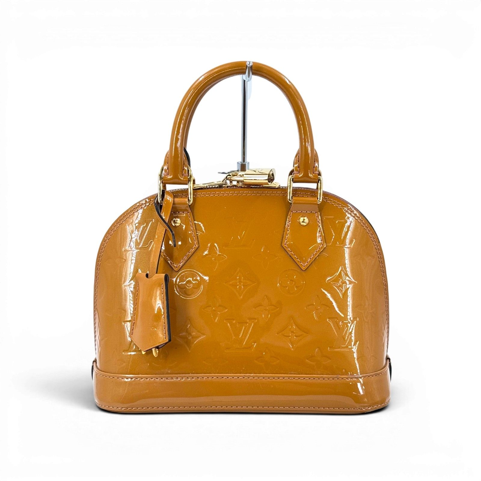LOUIS VUITTON アルマBB モノグラム・ヴェルニ パテントレザー ベージュ 2WAYハンドバッグ M91585