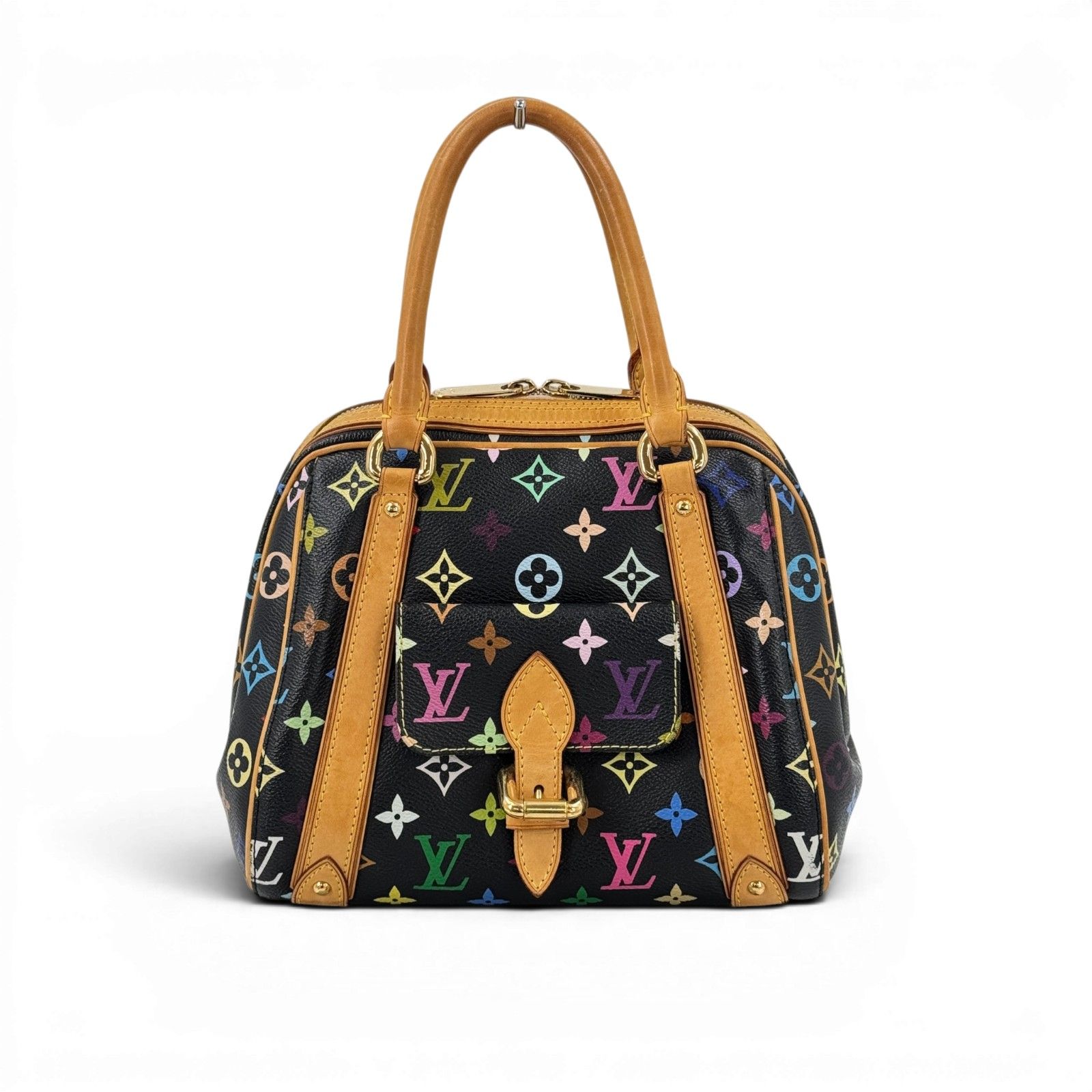 LOUIS VUITTON プリシラ モノグラム マルチカラー ノワール キャンバス ブラック ボストンバッグ M40097