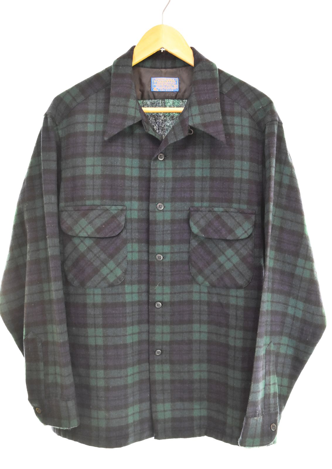 ペンドルトン PENDLETON 70s Wool Board Shirt Blackwatch ウールシャツ ボードシャツ ブラックウォッチ オープンカラー XL 長袖シャツ マルチカラー LLサイズ 103MT-4509