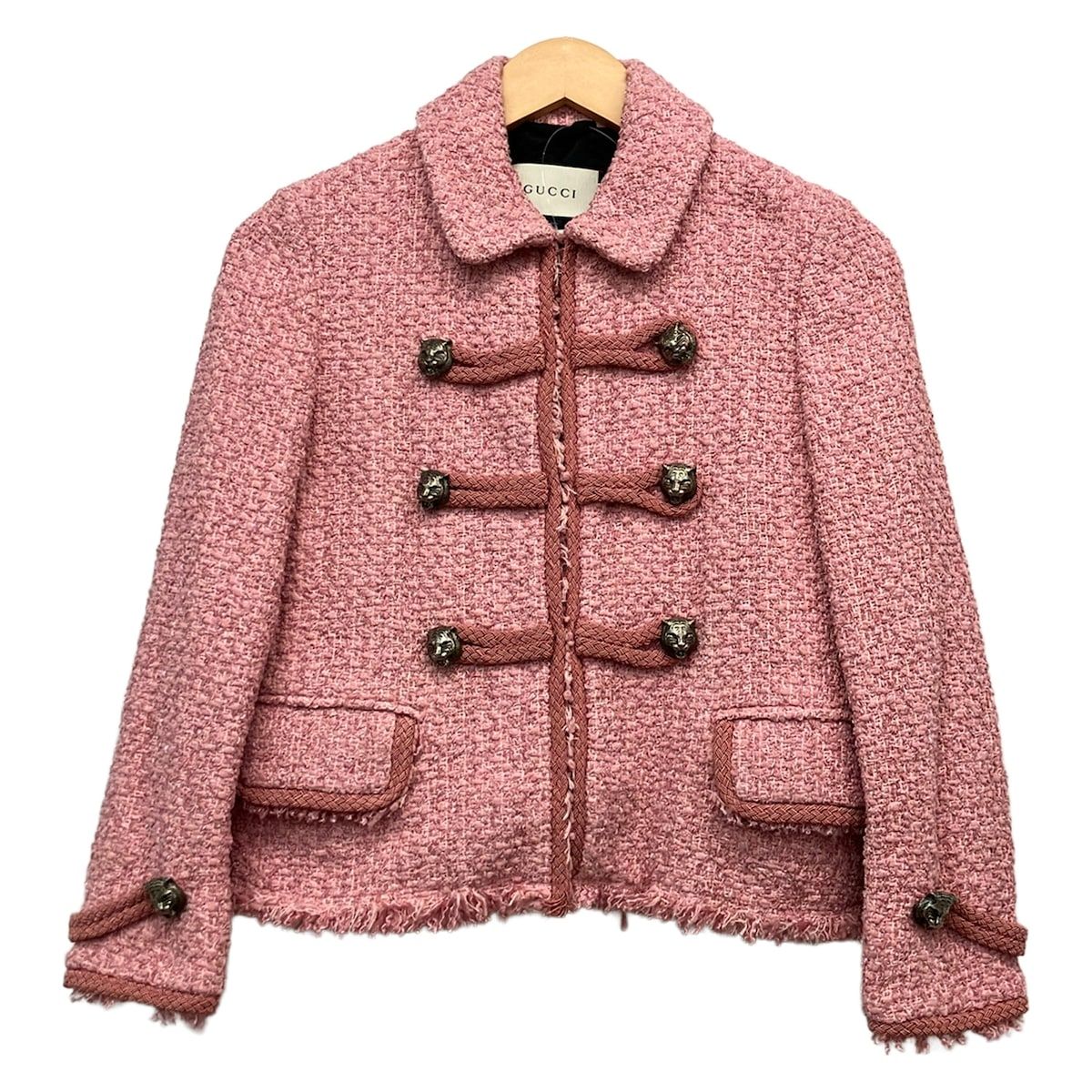 GUCCI(グッチ) ジャケット サイズ40 M レディース美品 - 409702 ピンク 長袖/ツイード/秋/冬