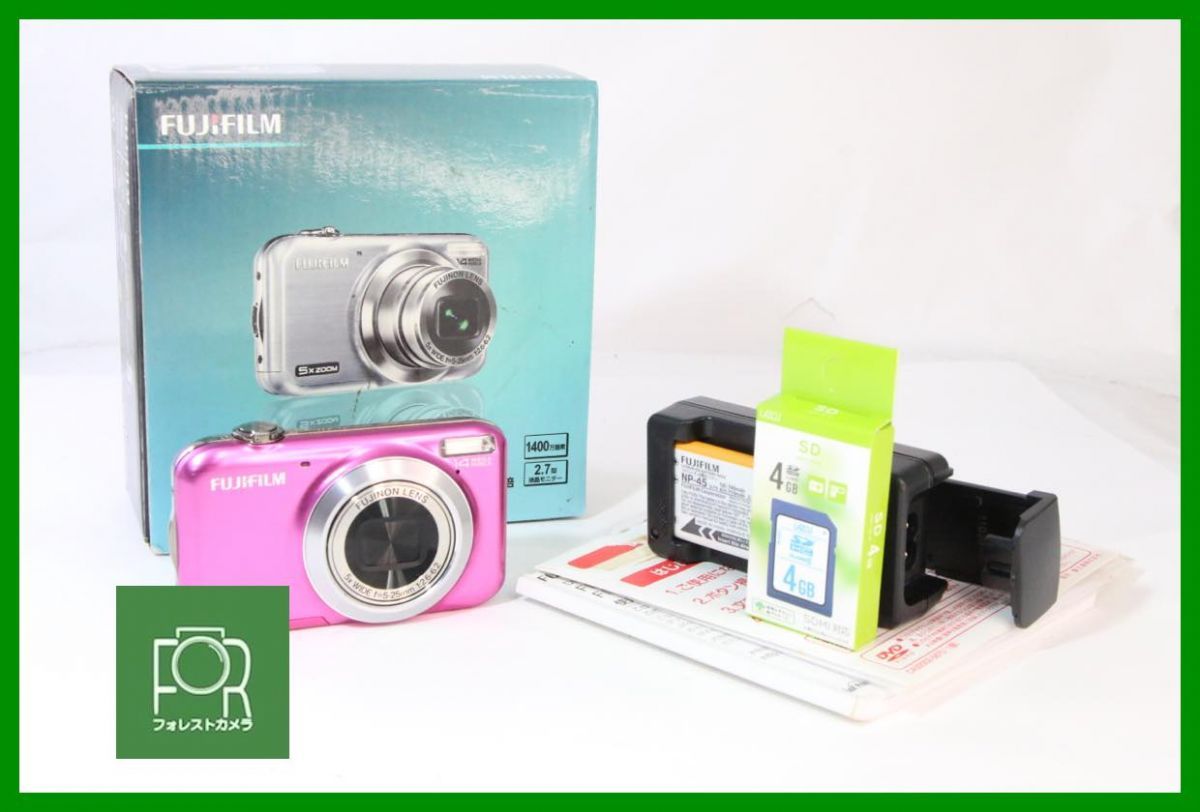 【動作保証・点検済】良品■到着後即使える■FUJIFILM FINEPIX JX300■バッテリー・チャージャー・4GB SDカード付き ﾋﾟﾝｸ箱付■MMM1211