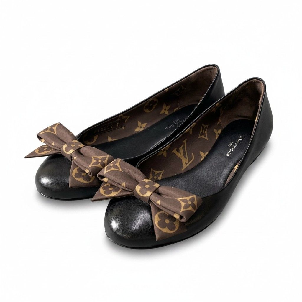 極美品♡Louis Vuitton モノグラム リボンフラットシューズ e8 《極美品》 LOUIS VUITTON ルイヴィトン モノグラム リボン