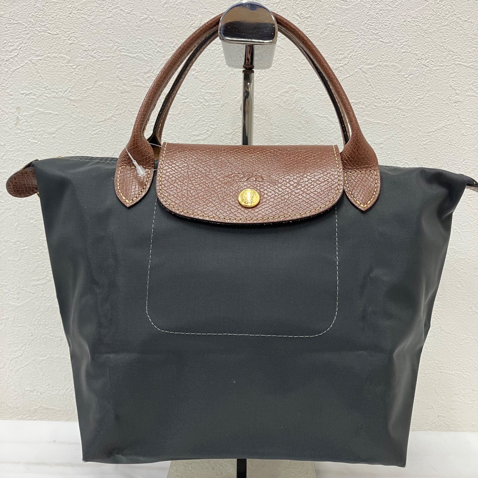 3091　LONGCHAMP　ロンシャン　ルプリアージュ　プリアージュ　ハンドバッグ　トートバッグ　グレー　レディース　シンプル　きれいめ
