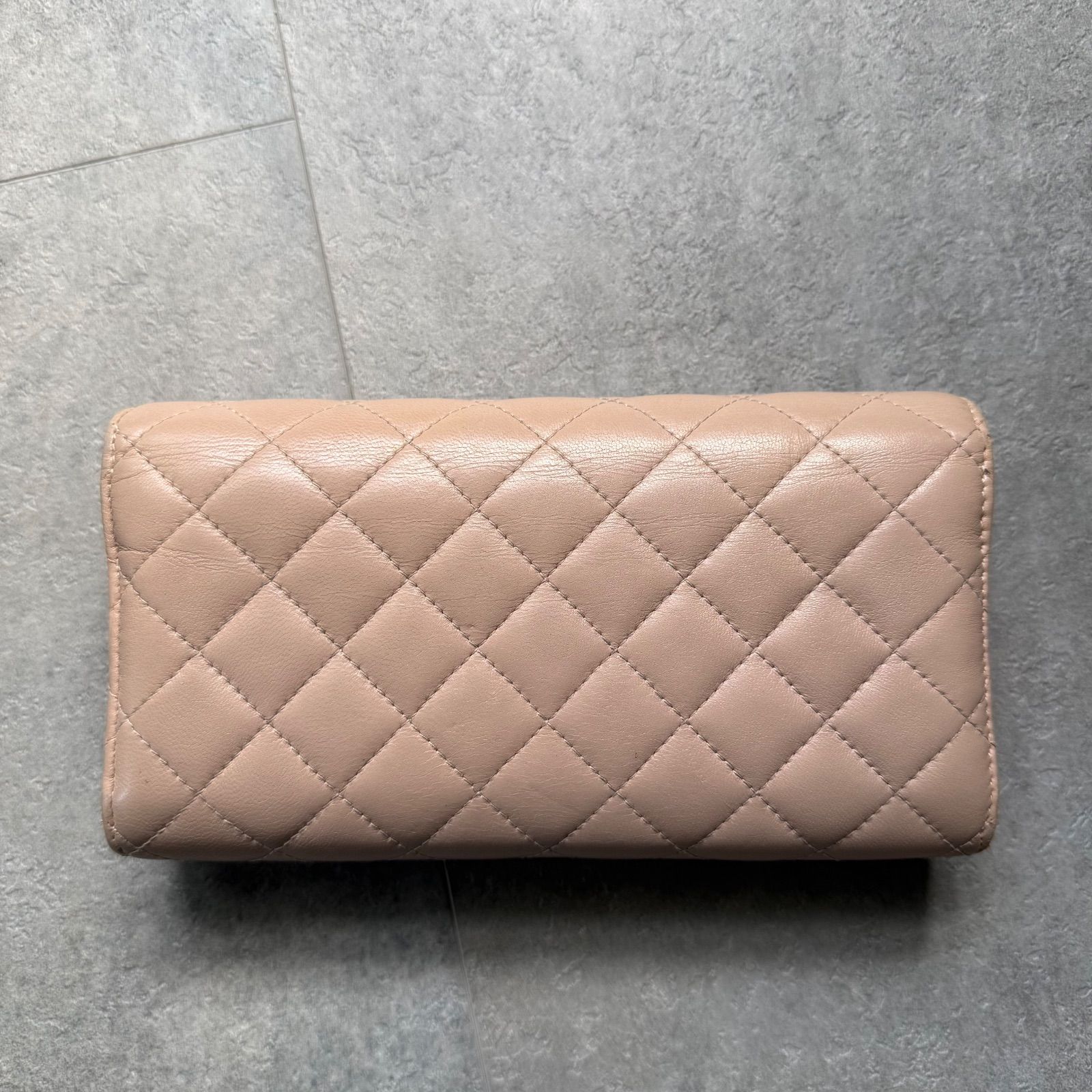 CHANEL シャネル マトラッセ ココマーク 二つ折り長財布 ピンク 