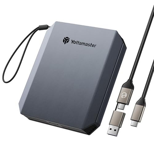 Yottamaster外付けSSD 256GB、最大460MB/s・USB-C/A 2 in 1ケーブル＆ストラップ付属、ポータブルSSD小型軽量アジュバント4K ProRes HDR対応iPhone 17 Pro MAX/スマホ/タブレット/ノートPC