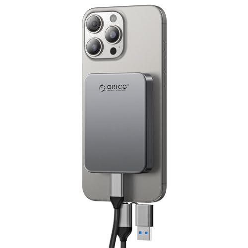 ORICO 480GB 外付けSSD マグネット式 iPhone 17 Pro Max対応 USB3.2 Gen1 最大460MB/s USB-C/A 両用ケーブル 磁着デザイン アルミ合金 タブレット・PC・スマホ用ポータブルストレージ - K5PLUS