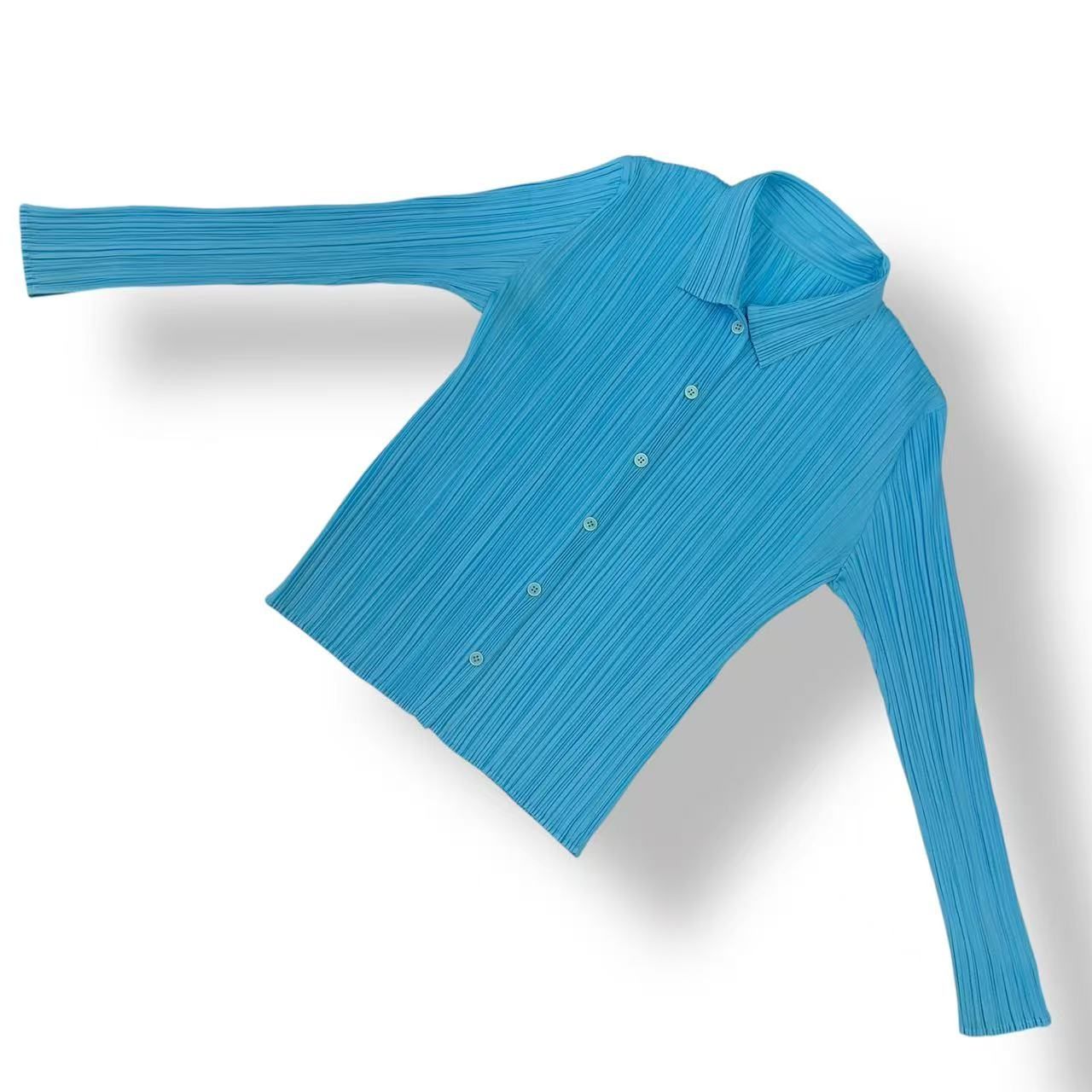 極美品 ISSEY MIYAKE イッセイミヤケ PLEATS PLEASE プリーツプリーズ カーディガン ブルー サイズ3