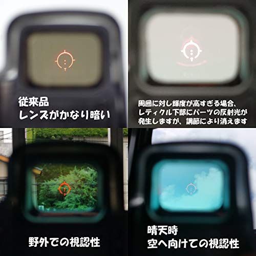 [AERITH BLACK] 明るい 最新改良レンズ EXPS3 タイプ レプリカ ドットサイト ダットサイト ホロサイト 最新リアル刻印 QDレバー 558 (ブラック BK)t