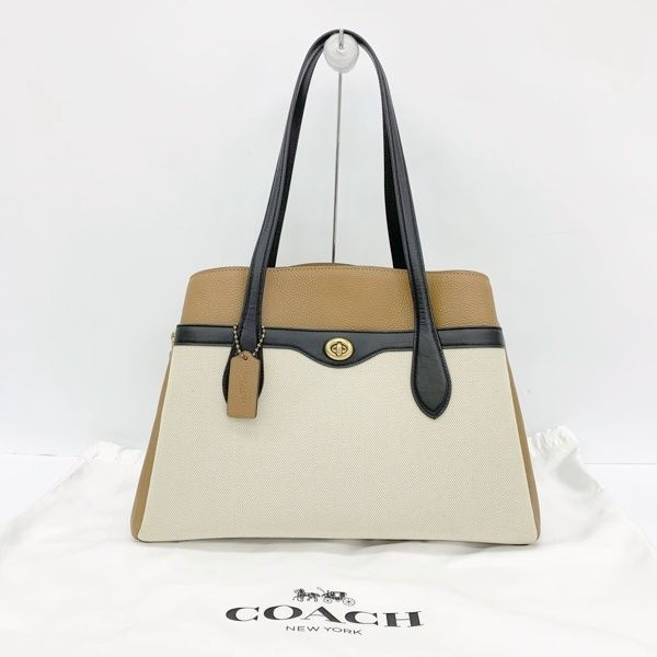 COACH コーチ ローラキャリーオール トートバッグ カバン M1922-705 肩掛け レザー 通勤 レディース ブラウン ベージュ 鞄 DF18854■