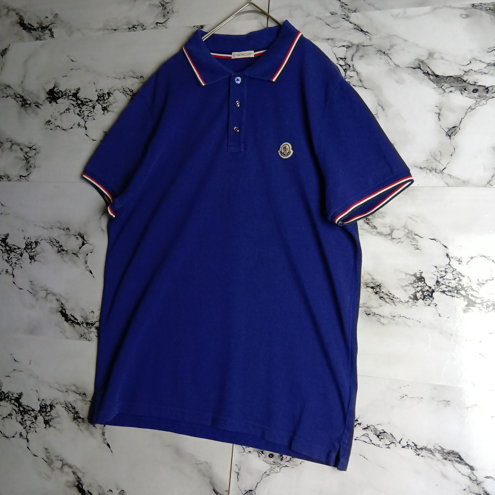 MONCLER] モンクレール ポロシャツ ブルー トリコロール 希少 逸品 
