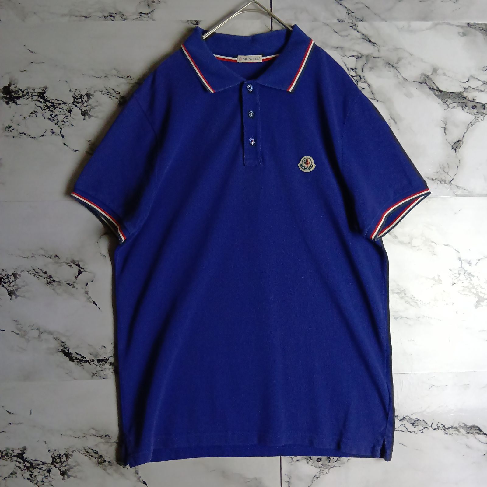MONCLER] モンクレール ポロシャツ ブルー トリコロール 希少 逸品