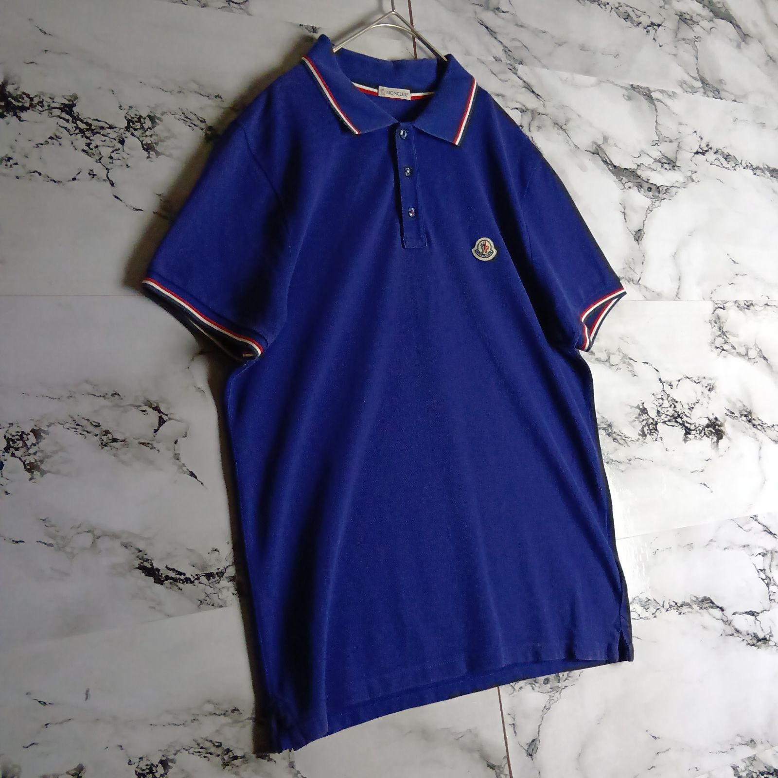 MONCLER] モンクレール ポロシャツ ブルー トリコロール 希少 逸品