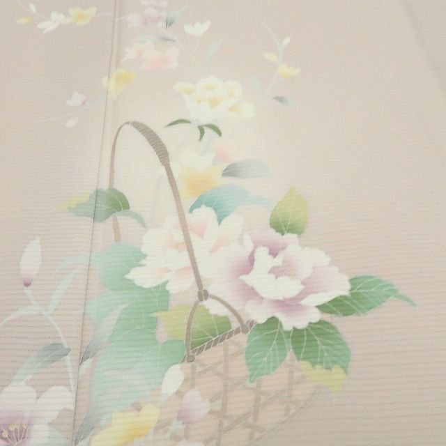 さんちゃん 新品 絽 五泉 お仕立て上がり 手描き友禅 訪問着 6044 ❁tomihisa❁新品 絽 五泉 お仕立て上がり品 手描き友禅 夏着物“染め