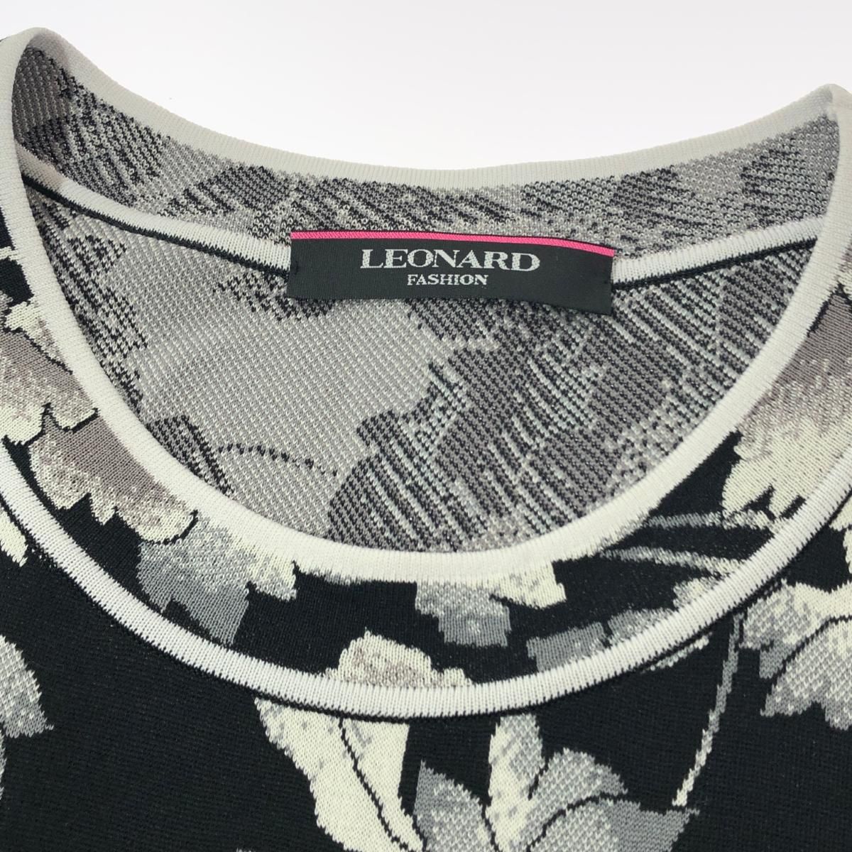 LEONARD レオナール 長袖ニットワンピース サイズ:40 花柄/日本製
