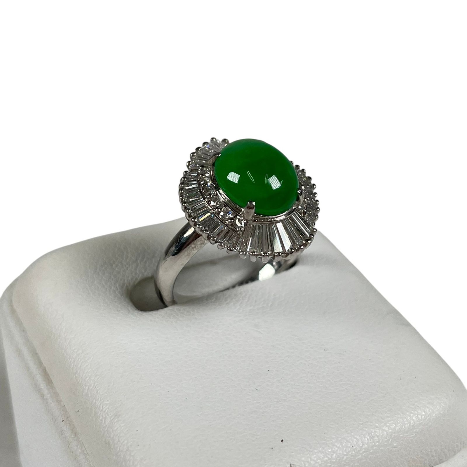 Pt900 ヒスイリング ヒスイ3.09ct ダイヤ1.0ct 約13号 総重量約8.39g