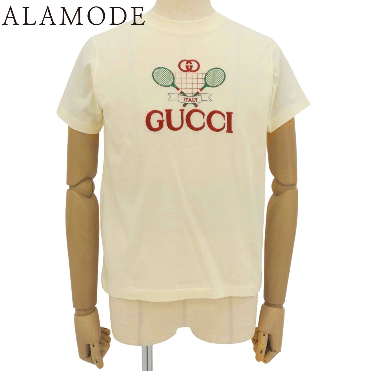 GUCCI(グッチ) テニス Tシャツ Tシャツ アパレル ファッション 半袖 XS コットン イエロー黄 レッド赤 グリーン 緑 580762 レディース 40802191254【中古】【アラモード】