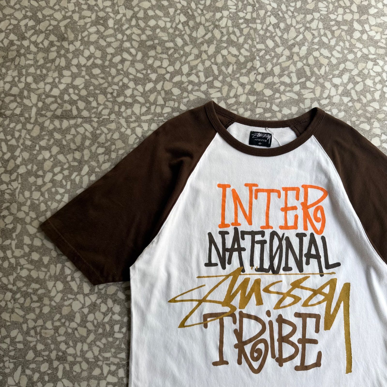 STUSSY / 10’s- raglan T-shirt size M オールドステューシー　ラグランTシャツ　ショーンフォント　ユニセックス　フロントプリント　インターナショナルトライブ　IST