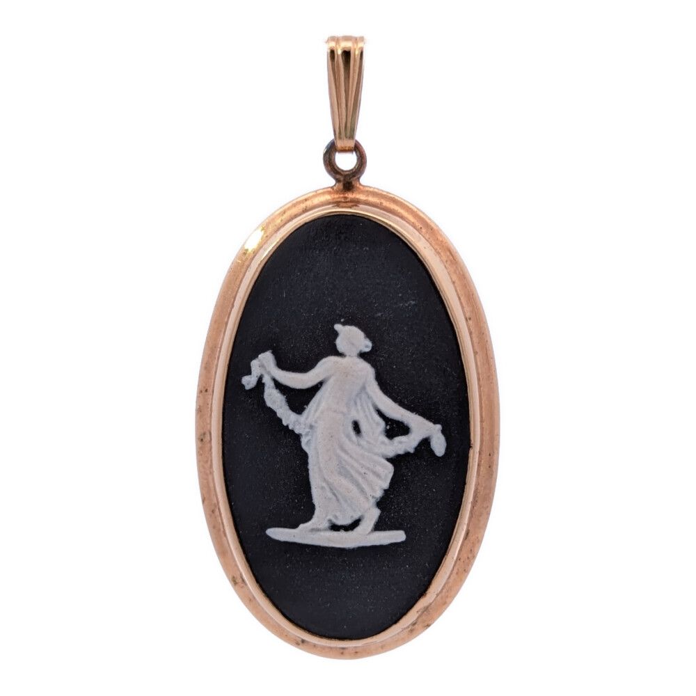WEDGWOOD ウェッジウッド 女性像 カメオ ストーン ペンダントトップ 合金メッキ-4.2g ゴールド金具【♀】【A】【レディース】★■613746【中古】