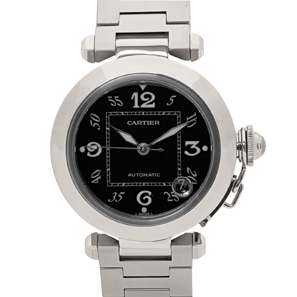 カルティエ Cartier 2324(W31043M7) パシャC 腕時計 ブラック文字盤 SS ボーイズ【中古】
